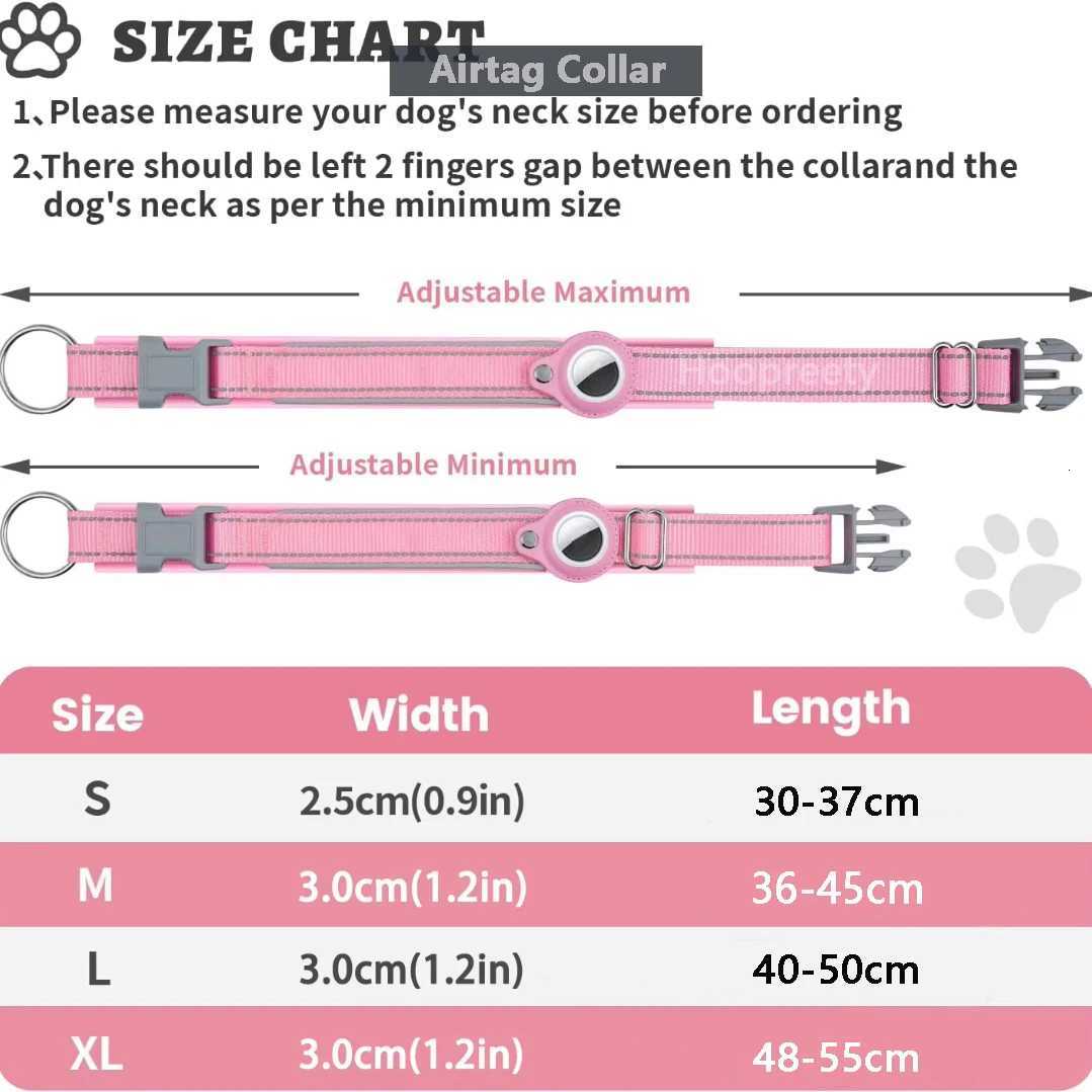 Reflective AirTag Dog Collar Heavy Duty Dog Collar with Adjustable AirTag Holder Case Accessories for Small Medium Large Dogs C251031