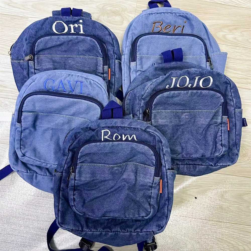 Customized Mini Womens Denim Backpack Personalized Embroidery Name New Fashion Versatile Backpack Unique Gift for Young Ladies W251031