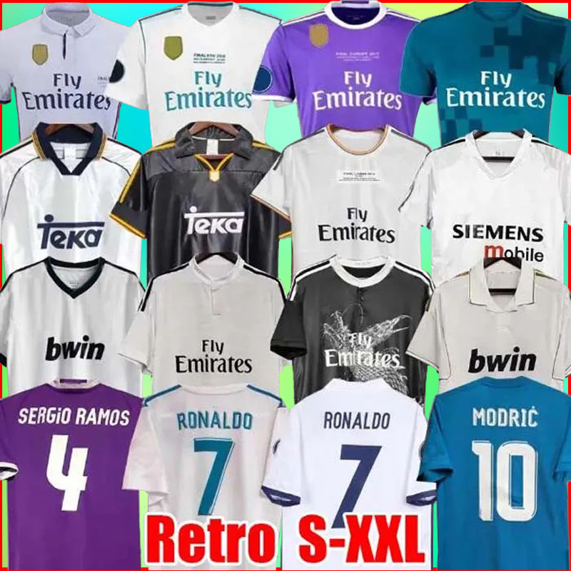 Retro Vintage soccer jersey reaL football shirt classic long GUTI Sergio Ramos SEEDORF CARLOS mADRIds 99 00 04 05 06 07 12 13 14 15 16 17 RONALDO ZIDANE RAUL finals KAKA 22