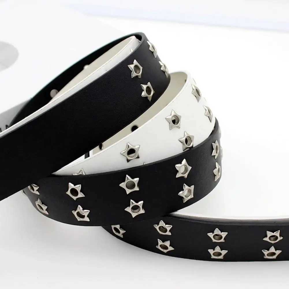 Star Eye Rivet Belt Hollowedout Punk Belt For Manwomen Hiphop Double Pin Buckle Fashion Pu Leather Waistband Y2K DecorationW251030