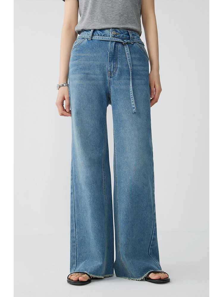 ZIQIAO Cool High Waist Straight Wide Leg Jeans For Women 2024 Summer New Slim Drape Mopping Pants 24ZQ92027 J251031