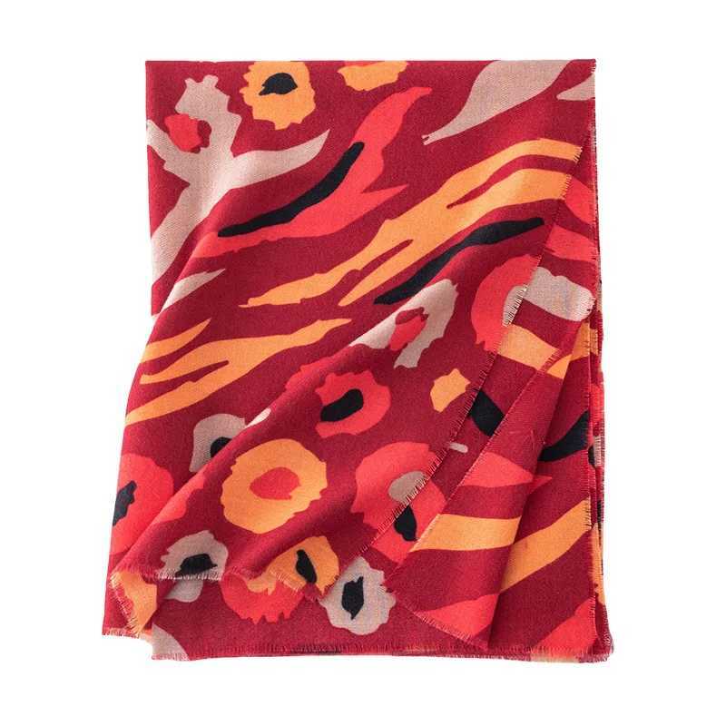 European and American Leopard Print Imitation Cashmere Luxury Scarf Womens Versatile Retro Personality Cashew Flower Shawl C251031