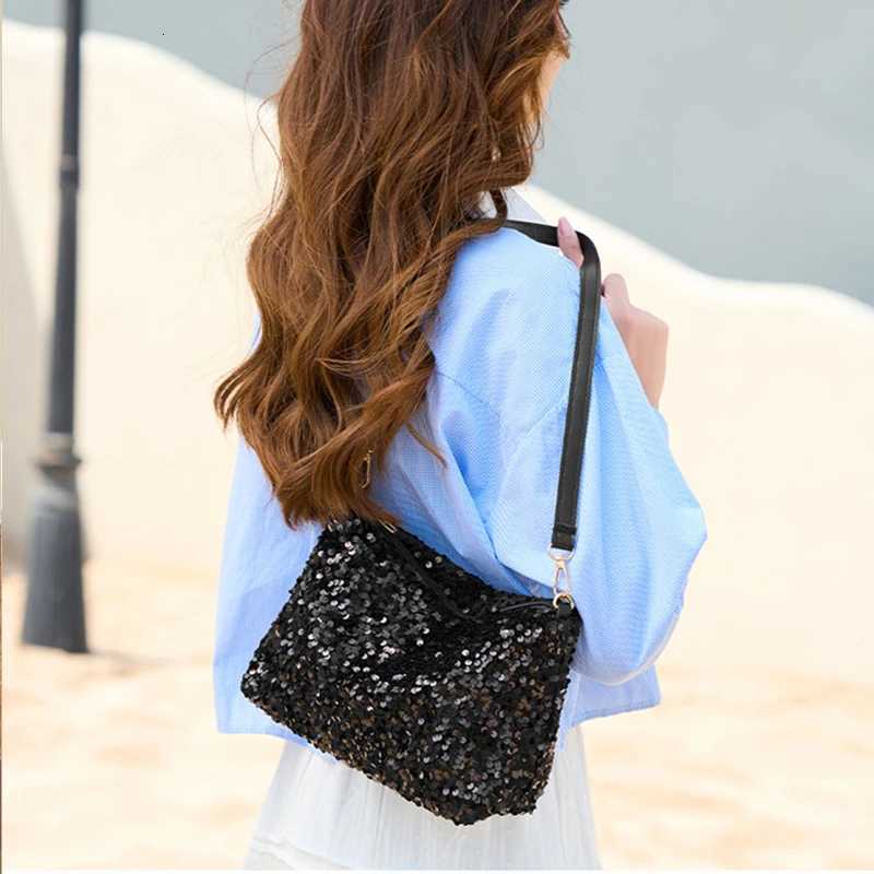 Womens Shiny Sequins Evening Clutch Bag Ladies Dinner Party Wedding Phone Purse Handbag Female Trendy Underarm Shoulder Bag W251031