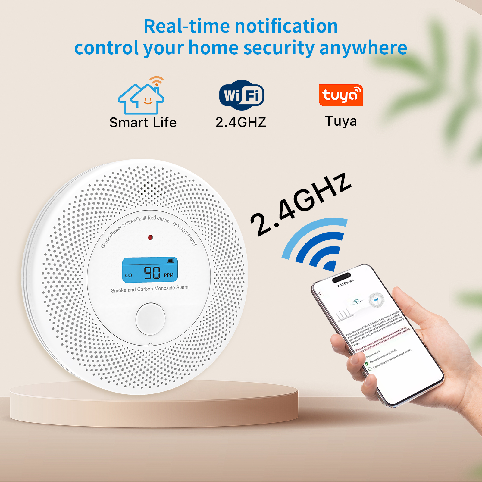 Smart WiFi Enabled Smoke Alarm with Built-in Audio Detection for Enhanced Safety VCS62