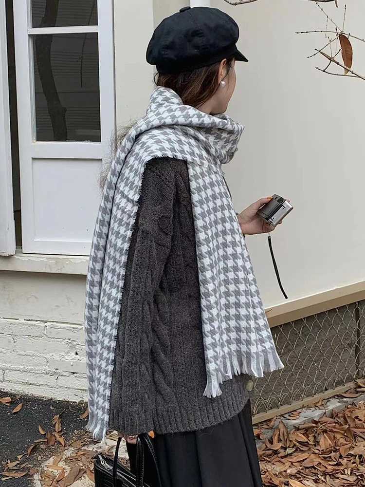 Imitation Cashmere Women Scarf Winter Vintage Houndstooth Scarve Mujer Female Foulard Bufanda Wrap Shawls Echarpe Hiver C251031
