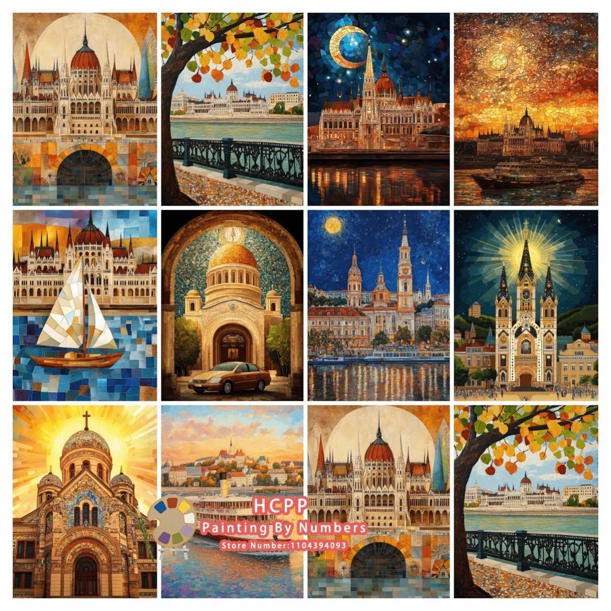 Budapest Urban Landscape Digital Oil Painting Kit DIY Handmade Art Adult Exquisite Gift Fashionable Home Decoration Painting C251031