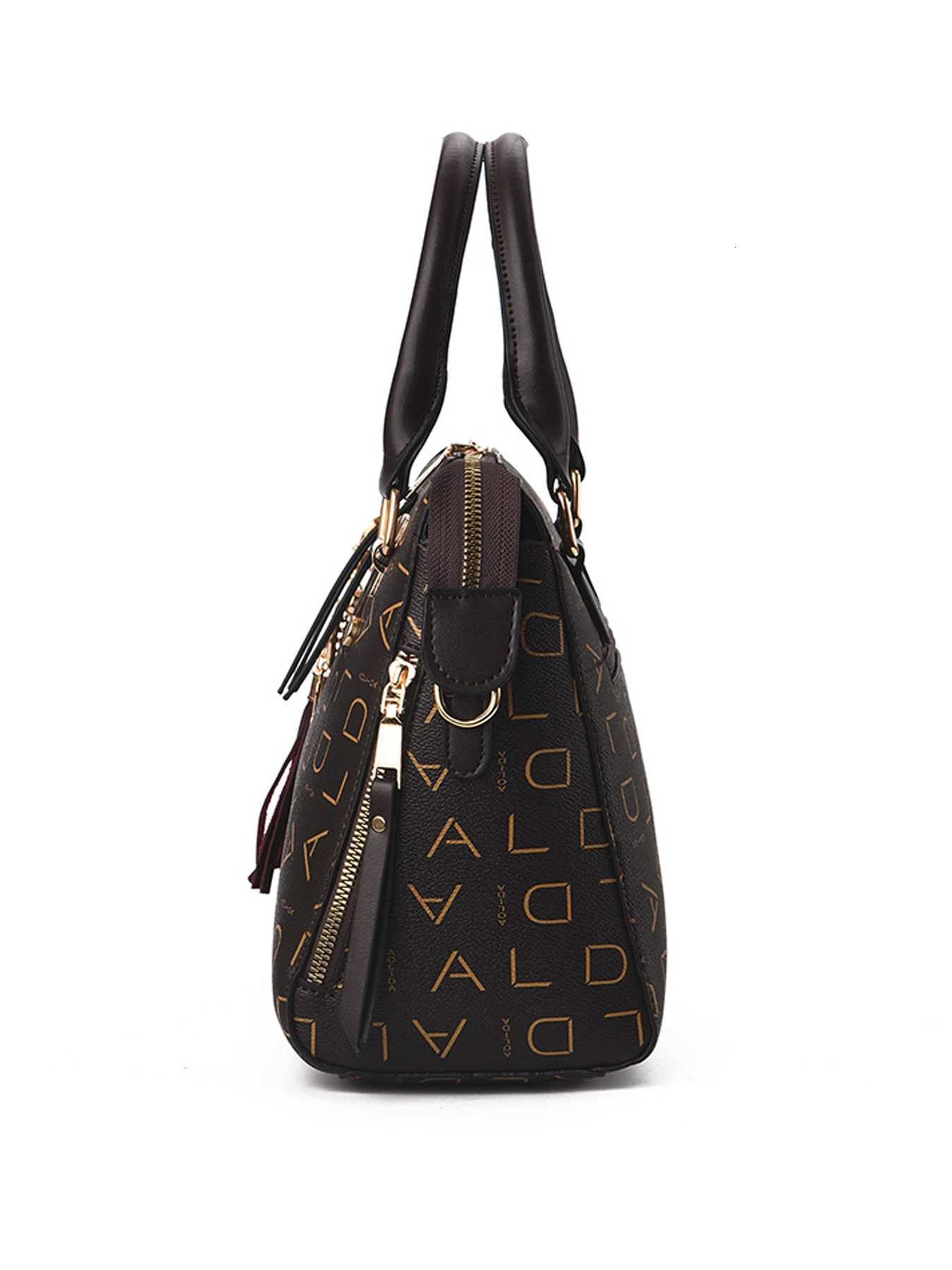 Fashion English letter handbag womens PU leather tassel upper handle bag luxury shoulder bag large capacity womens handbagT251031