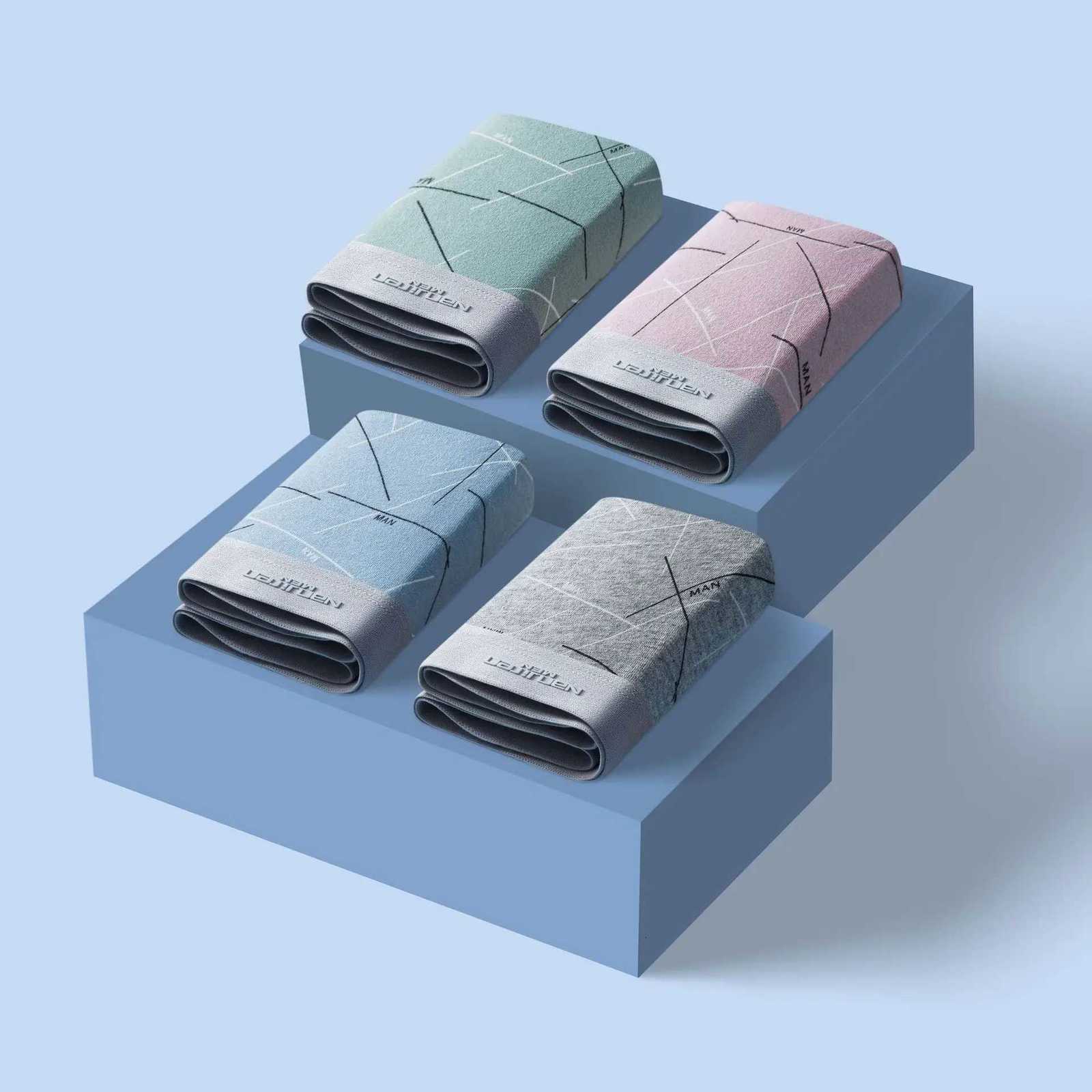 Sale 4pcsSet Boxer Shorts Mens Summer Ice Silk Underwear Cool Underpants Breathable Sexy Thin Panties U Convex Lingerie L6XLT251031