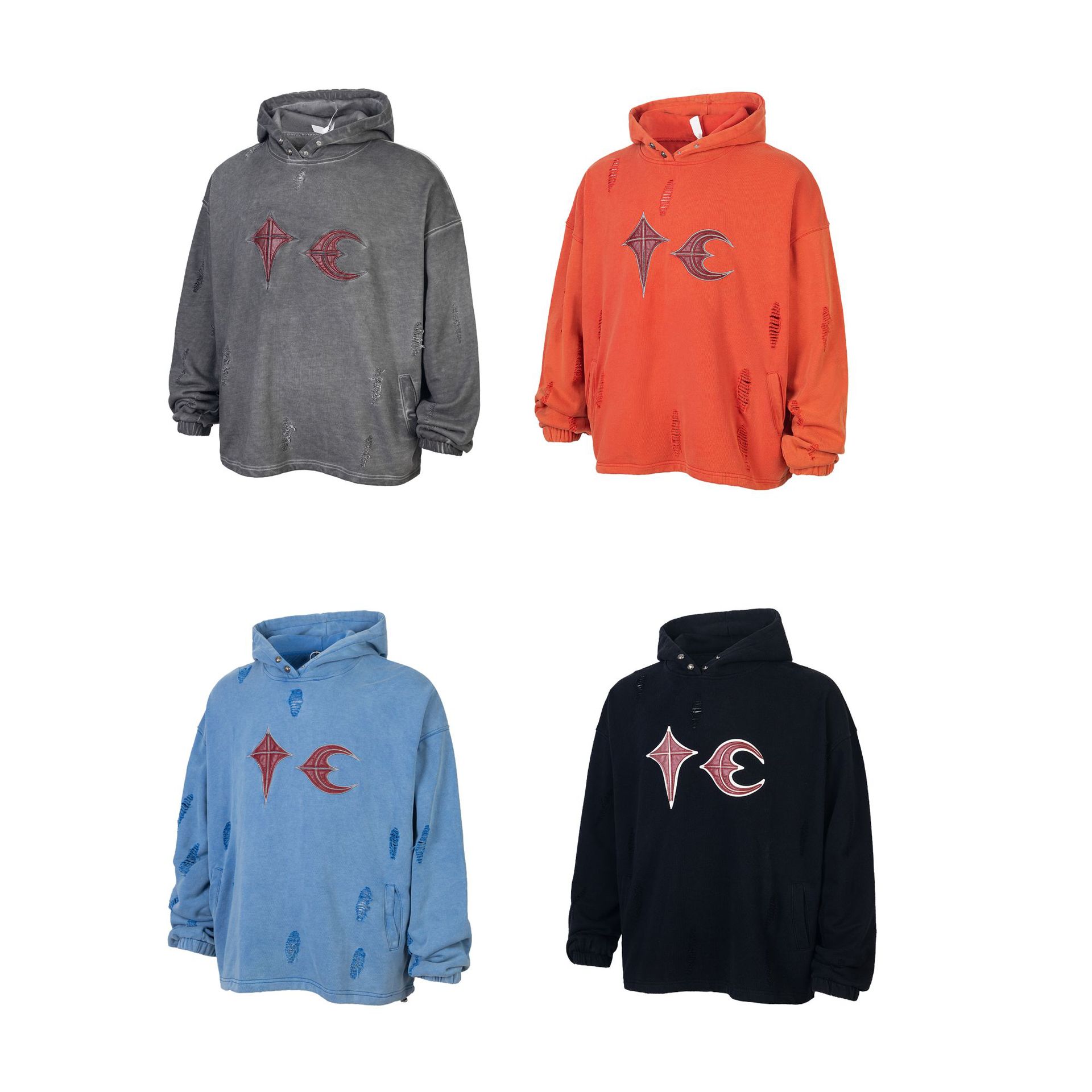 Thug Club Men's Hoodies Fashion Thug Club Vibe Hoody Metal Embroidery Design Features Star And Moon Patterns Heavy Casual Vintage Men Women Sweat