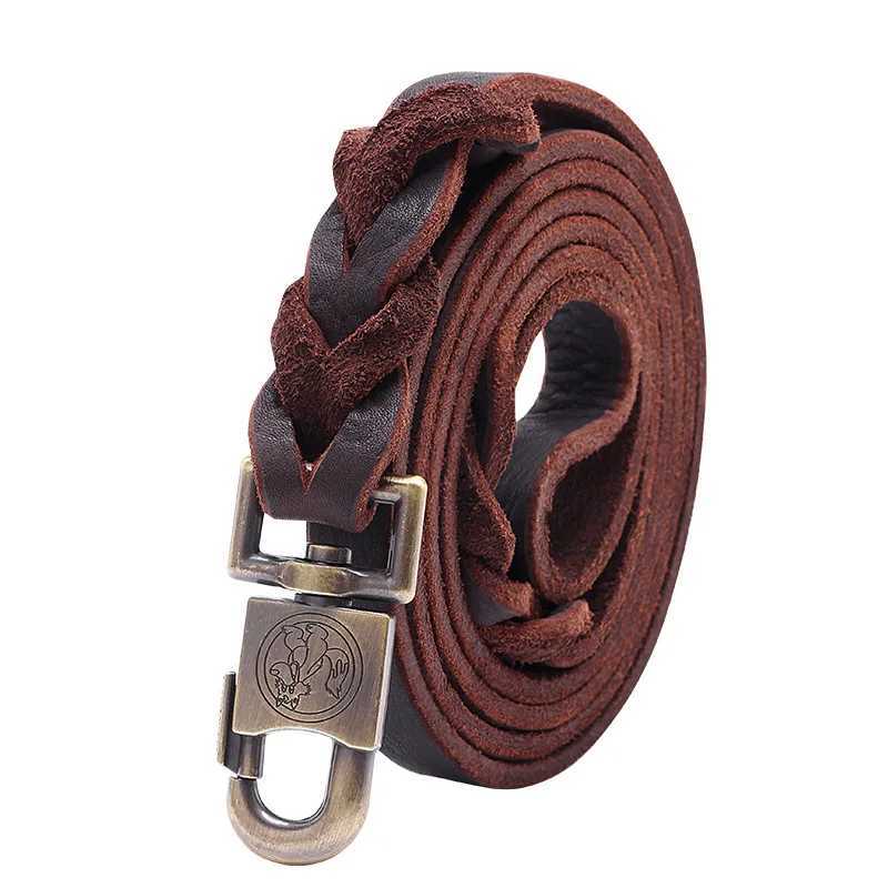 Genuine Leather Dog Leash Top Grain Cowhide Training Lead with Heavy Duty Clip Handcrafted Pet Leash for Medium Large Dogs C251031