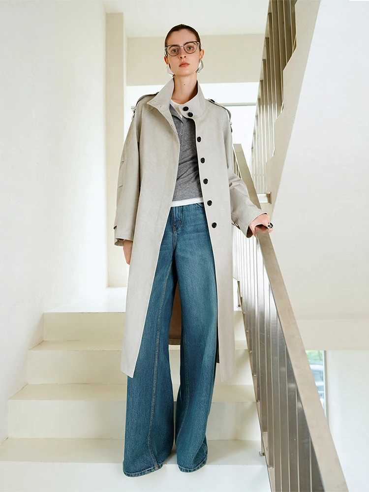 FSLE Premium SeriesSimple and Loose Washed High Waisted Jeans for Women Spring 2025 New Style Jeans 25FS11316 J251031