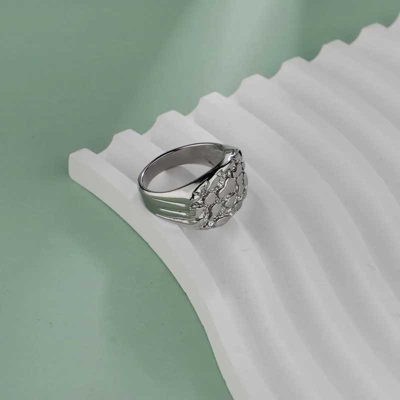 1PC Stainless Steel Mens Nugget Ring Hip Hop Fashion Jewelry GiftsXJ251031