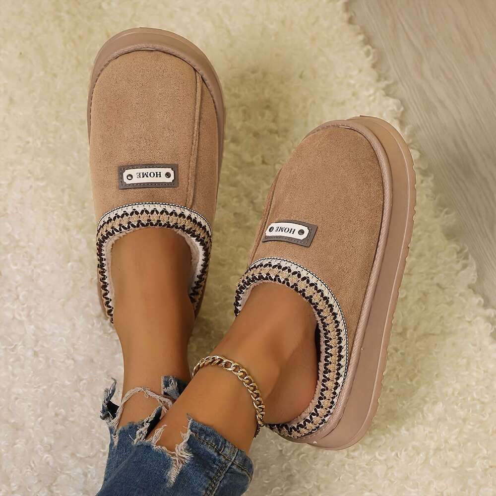 Fleece With Thick Non-Slip - Soft Warm Indoor House Men & Women, Brown/Khaki/Black, Perfect Gift For Comfort, Winter Cozy Shoes | EVA Sole Family Home