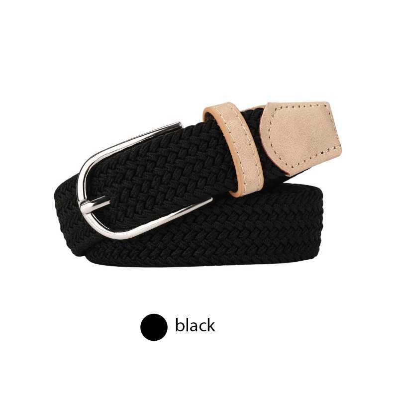 new nopunching belt womens hundred matching jeans elastic pin buckle student lazy cloth belt canvas braided beltW251030