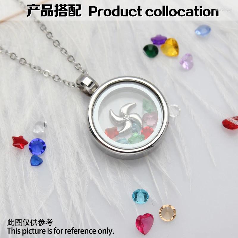 Pendant Necklaces 20mm Floating Glass Living Memory Locket Charms Twist Top Stainless Steel Medallion Diy Jewelry Women Gift
