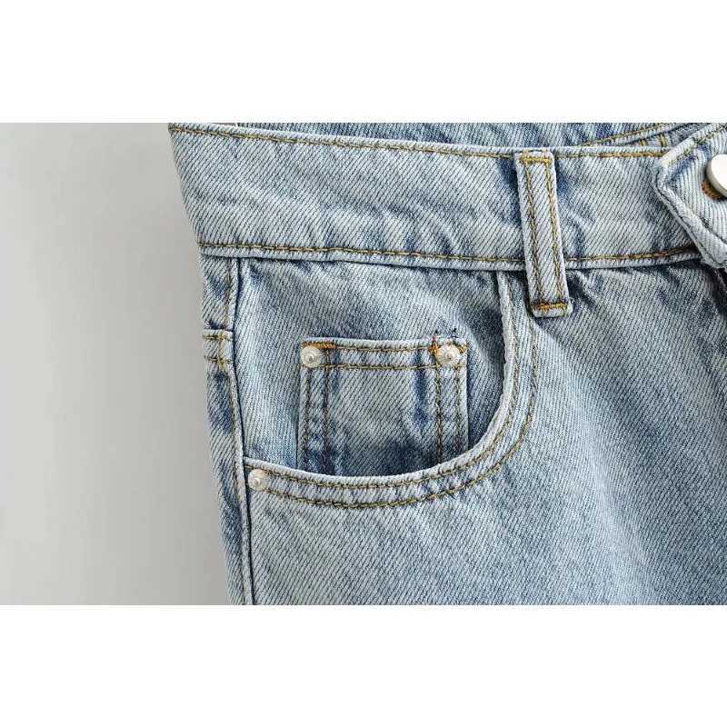 Womens High Waist Jeans 2025 Spring Fall Relaxed Straight Leg Raw Hem FloorLength Vintage Inspired Daily Uniform J251031