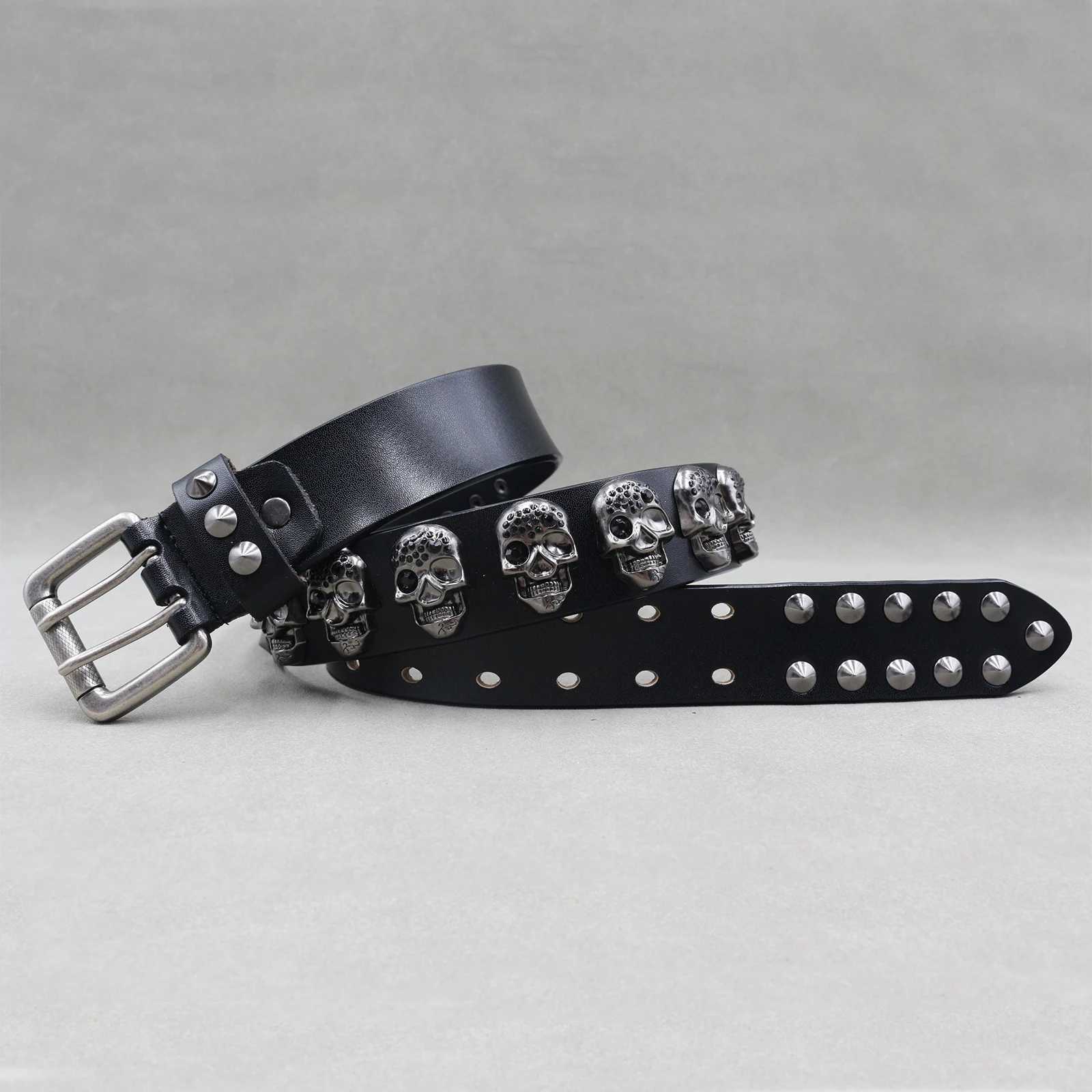 Heavy Metal Punk Belt Genuine Leather Hip Hop Belts For Men Cross Rivet Jeans belt male Strap Ceinture Homme designer beltW251030