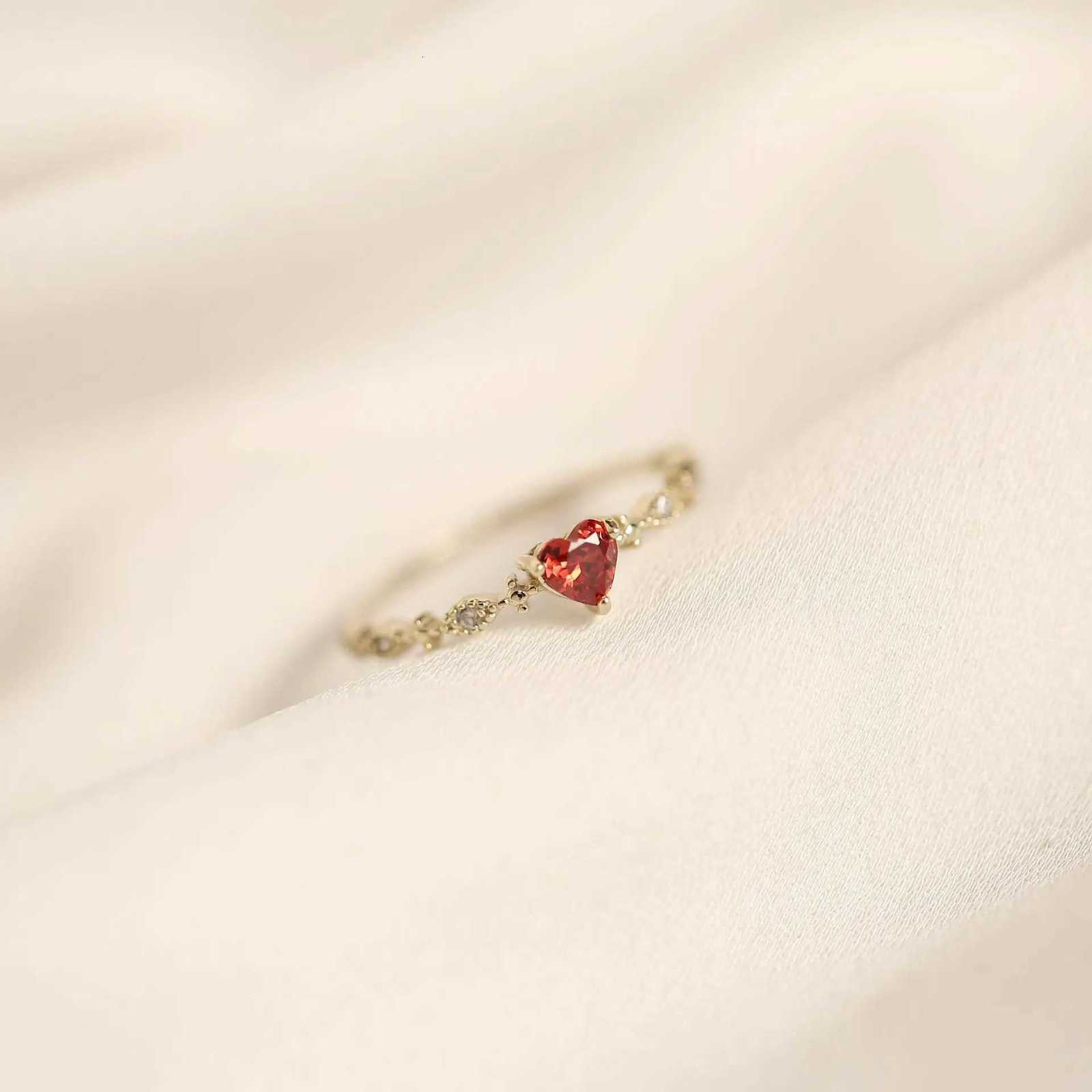 Real 925 Sterling Silver 14k Gold Red Heart Rings For Women Wedding Vintage Jewelry Jewellery Money 925XJ251031