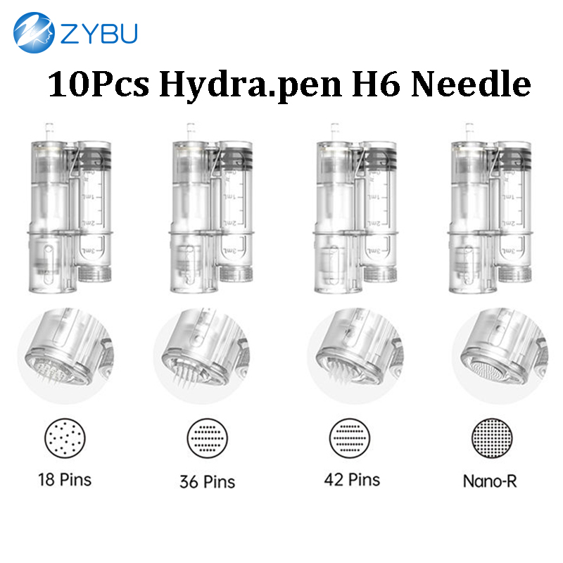 Hydra.Pen H6 Replacement Dual Needles 10Pcs Cartridges Automatic Import Essence 18Pins 36Pins 42Pins Liquid Output Nano HS HR MTS Tips Dermapen Stamp 