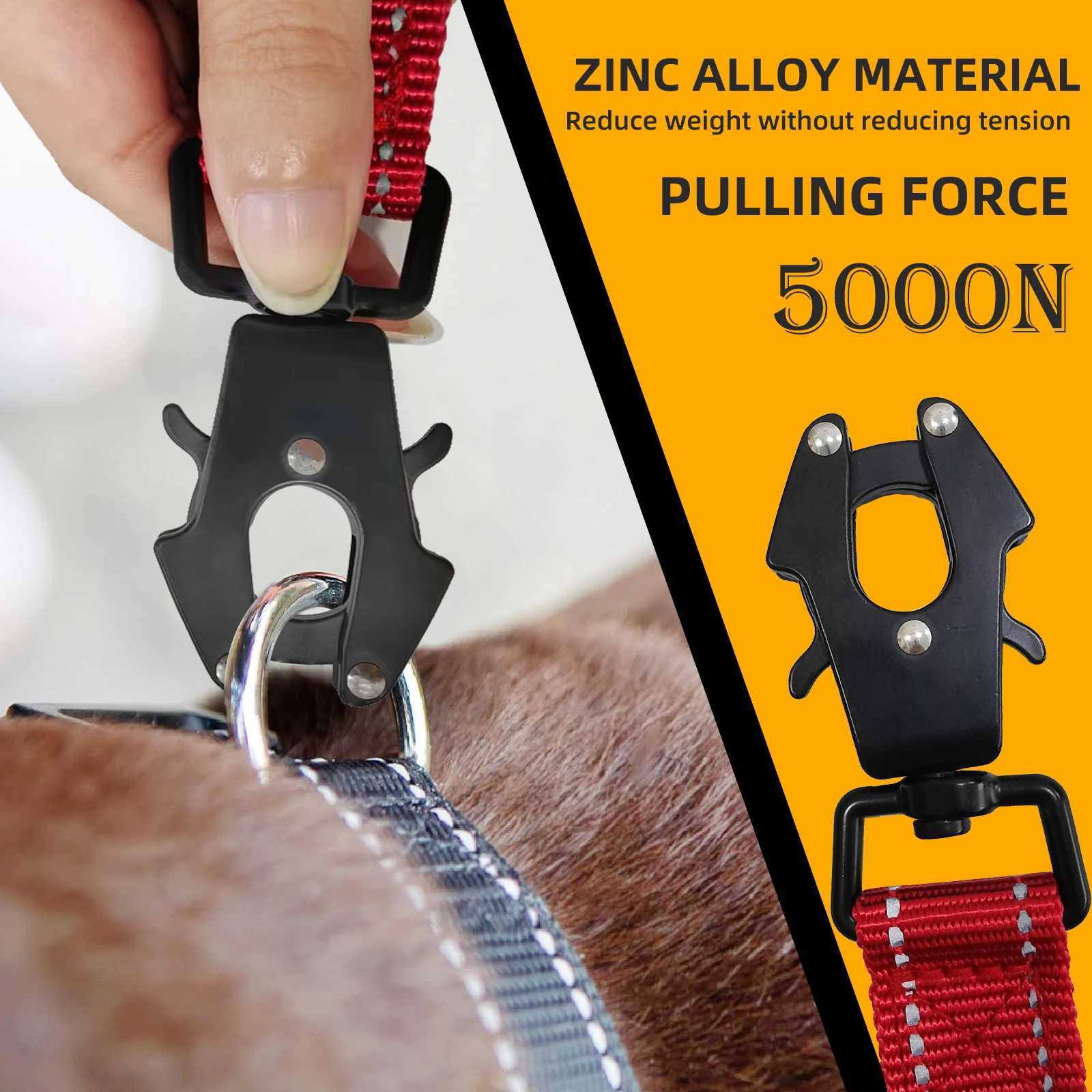 Heavy Duty Dog Leash Nylon reflective with Soft Padded 2 Handle Auto Lock Frog Clip Outdoor dog leash With a dog poop bag C251031