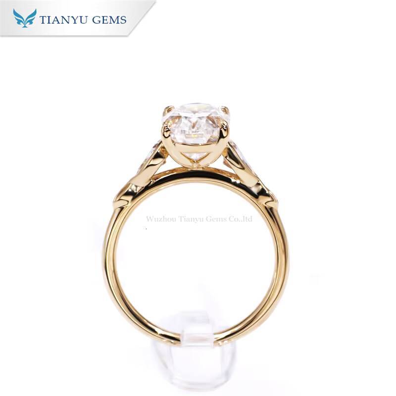 Tianyu Gems 14k Solid Yellow Gold 7511mm Oval Hearts and Arrows Cut Moissanite Diamond Ring Set for Women