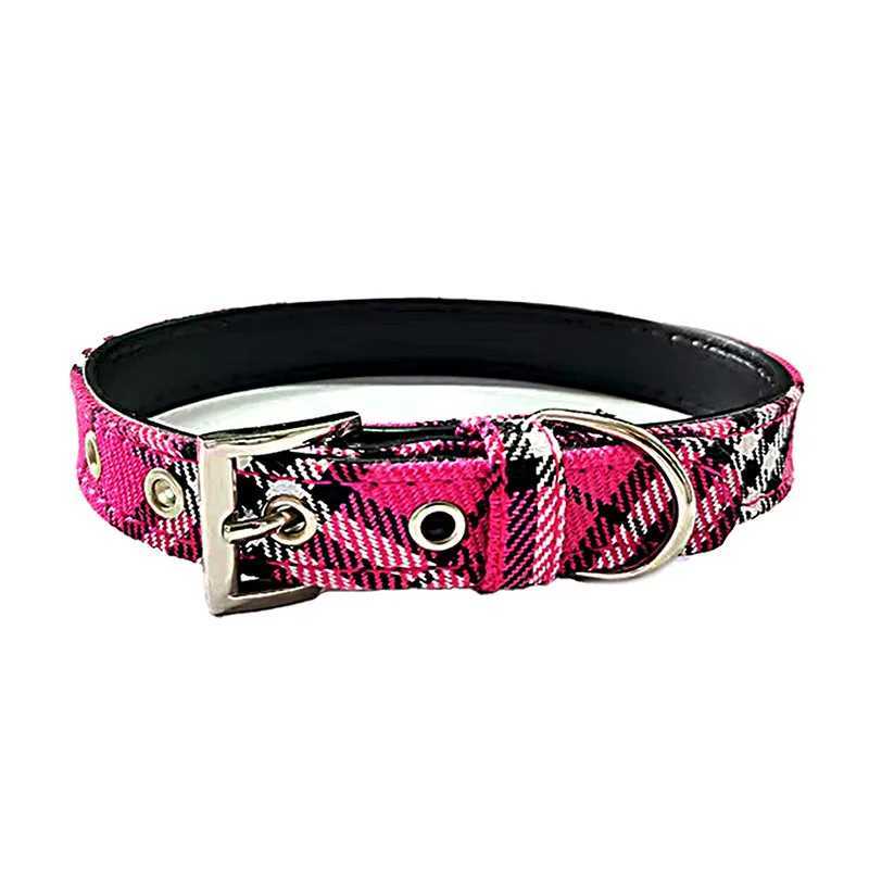 Pet Collar Plaid Dog Collar ic Red PU Leather Earthy Twill Dog Pet Products C251031