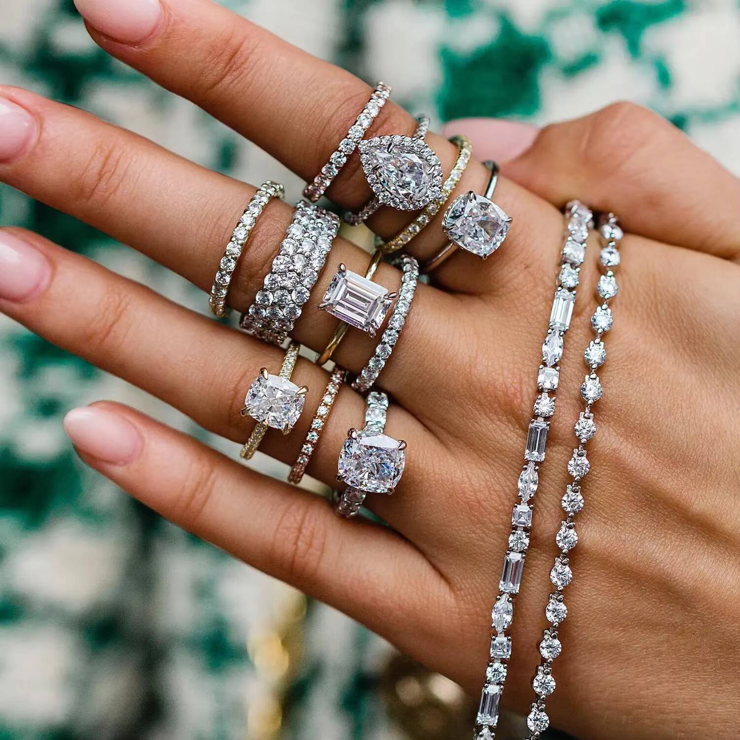 RINNTIN SMR Factory Moissanite Diamond DE VVS Jewelry Set Wholesale 925 Sterling Silver Wedding Band Moissanite Ring Custom