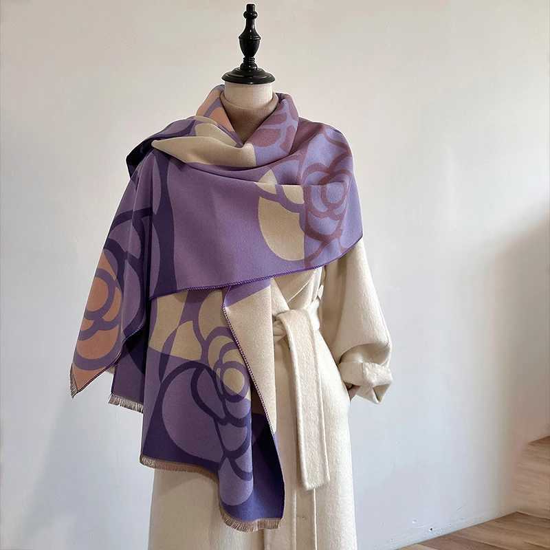 Luxury Brand Winter Shawl Wraps Imitation Cashmere Scarf for Women Thick Blanket Stoles Warm Echarpe 2023 New C251031
