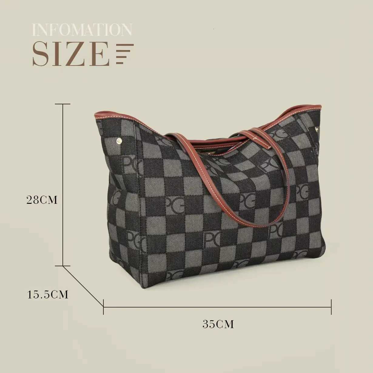 PG 2025 Luxury Brand Fashion Printed Womens Handbag Large Capacity Travel Commuting Multi functional Large Capacity Handbag W251031