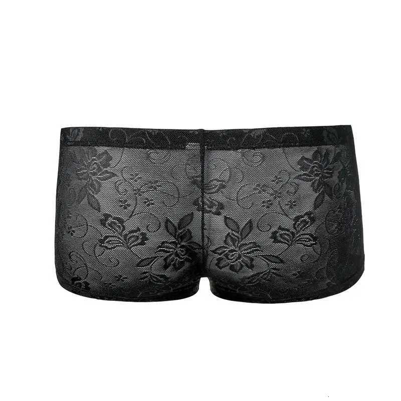 See Through Lace Underwear Men Boxers Sexy Transparent Low Waist Breathable Underpants Mesh Male Boxer Boxershorts PantiesT251031