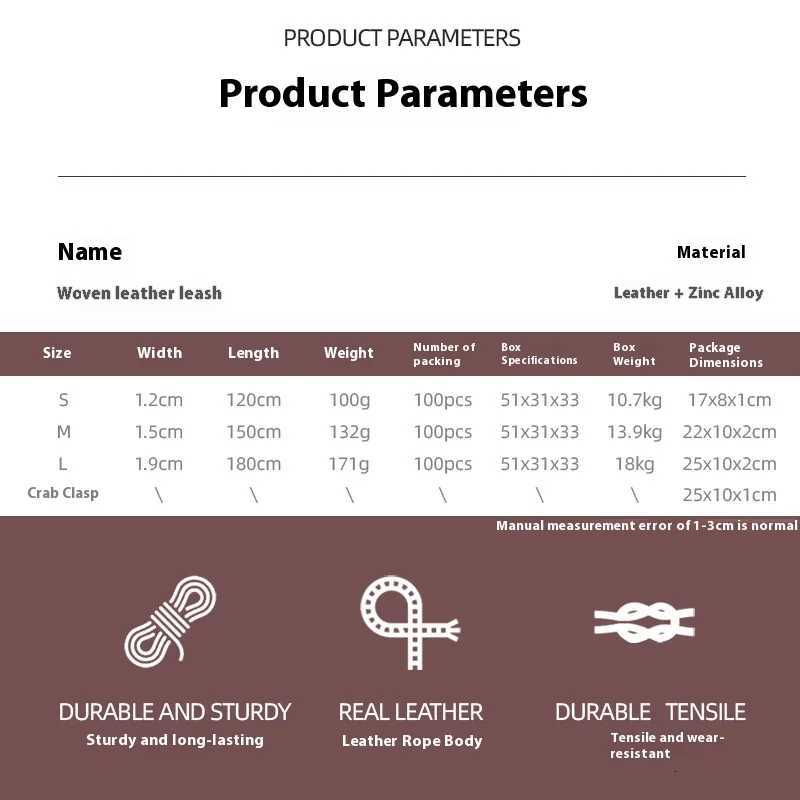 Handcrafted Top Grain Leather Dog Leash Genuine Cowhide Woven Traction Rope for Small Medium Pets Durable Pet Supplies C251031