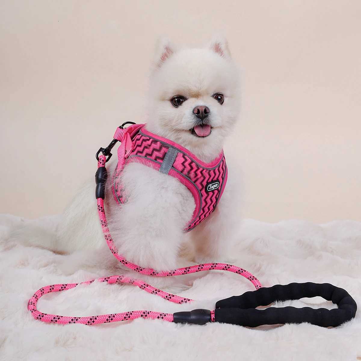 Supet Pet Cat and Dog Chest Strap with Wave Pattern Breathable and Comfortable Tank Top Traction Rope C251031