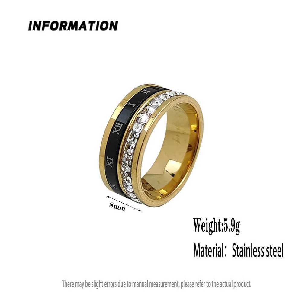 Stylish and charming stainless steel goldplated mens ring simple Roman numeral zircon womens ring wedding party jewelryXJ251031