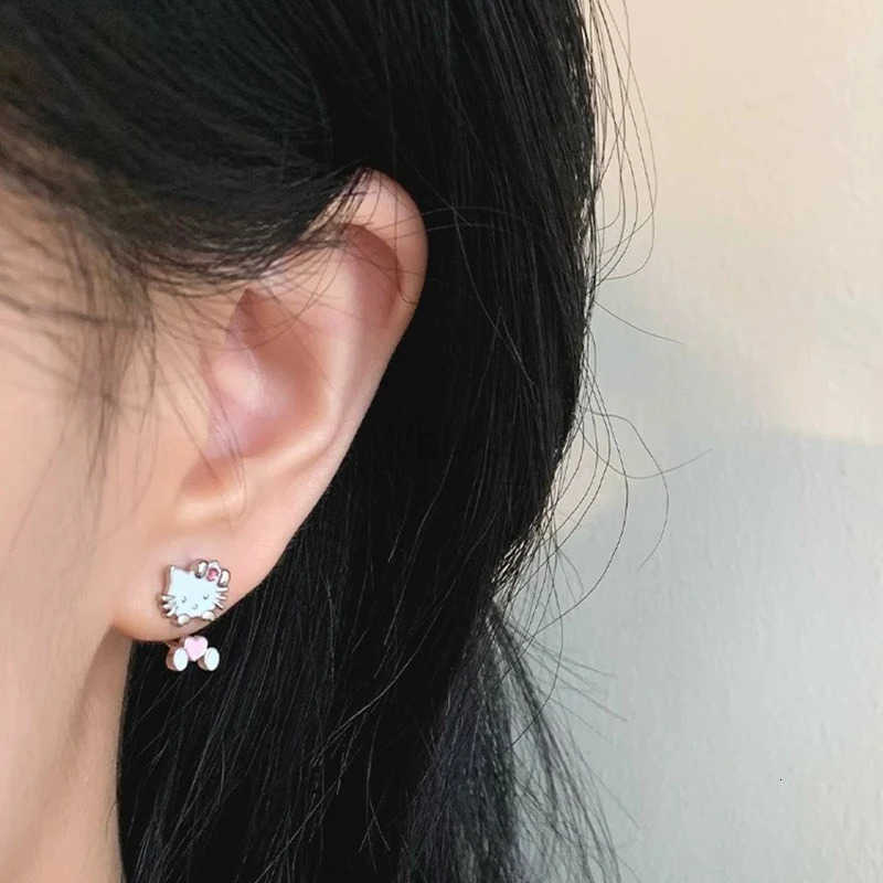 Sanrio 1Pair Kawaii Hello Kitty Earrings Cute Cartoon Stud Earrings For Women Girls Trendy Sweet Earrings Jewelry Accessories L251031