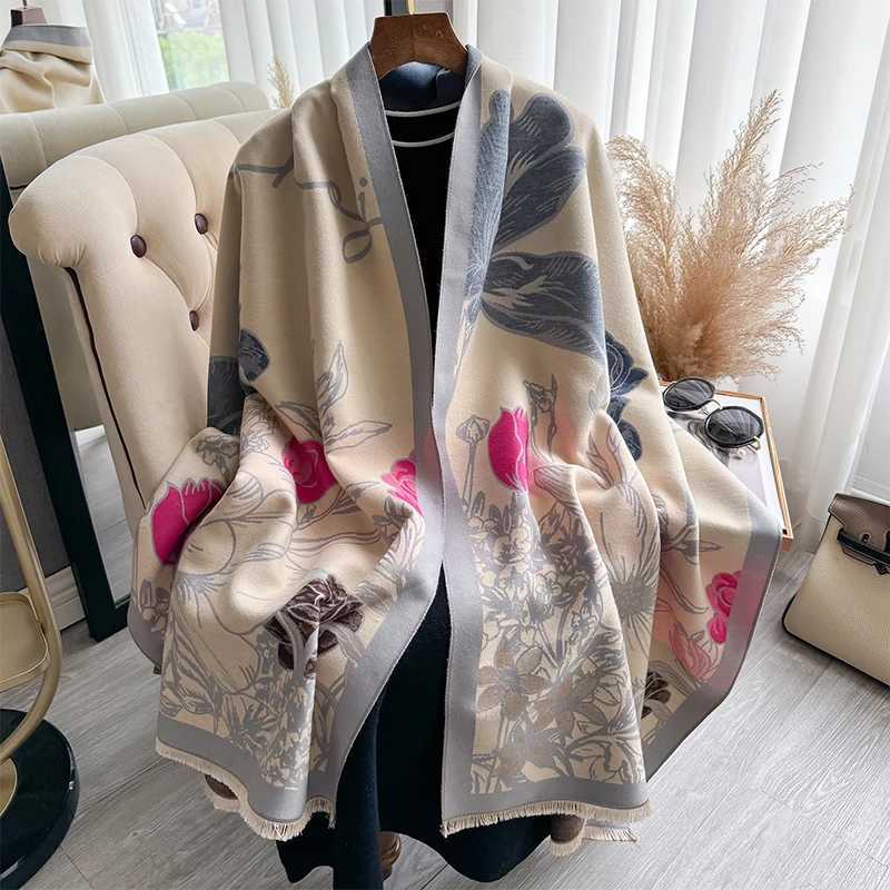 New Luxury Design Winter TwoSided Cashmere Jacquard Scarves High Quality Women Thicken Wrap Shawl Ladies Wool Scarf C251031