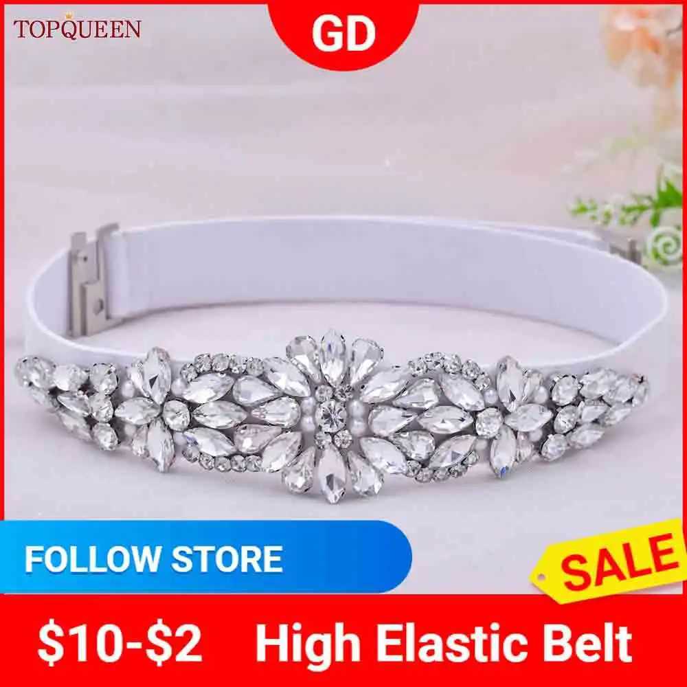 TOPQUEEN S407B Women Elastic Belts for Party Dress Gown Silver Rhinestone Girdle Female Shiny Waistband Fashion Daily LuxuriousW251030
