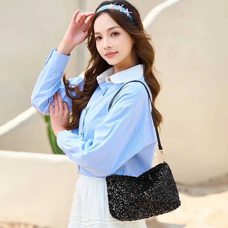 Womens Shiny Sequins Evening Clutch Bag Ladies Dinner Party Wedding Phone Purse Handbag Female Trendy Underarm Shoulder Bag W251031