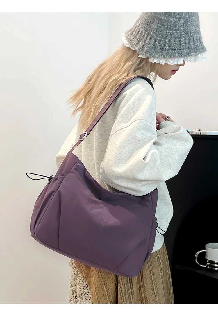 Simple Waterproof Nylon Women Crossbody Bags Large Capacity Lightweight Ladies Shoulder Bag Solid Color Multipocket Female Tote W251031