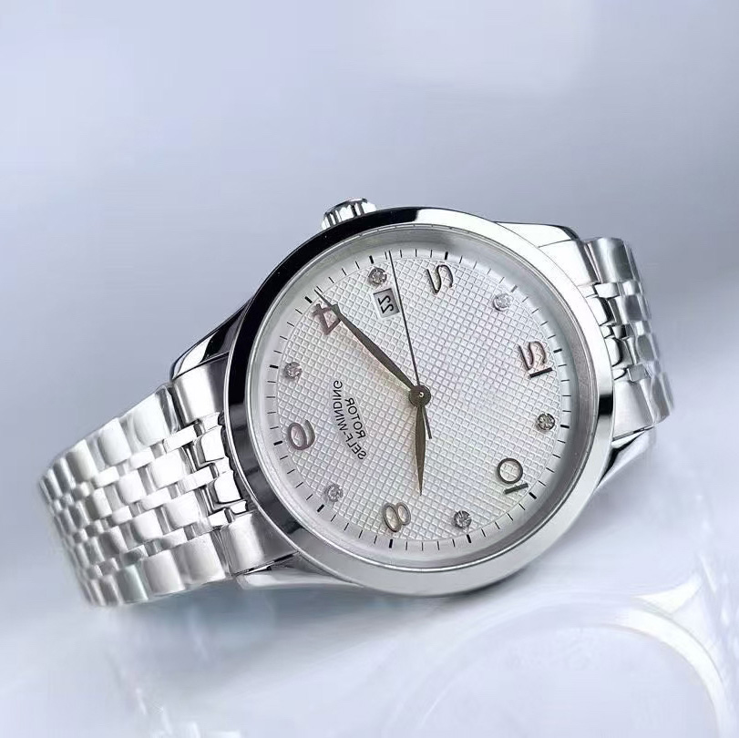 41mm Elegant Mens Quartz Chronograph Wristwatch Patterned Face Design & Date Display (Model: M91650)