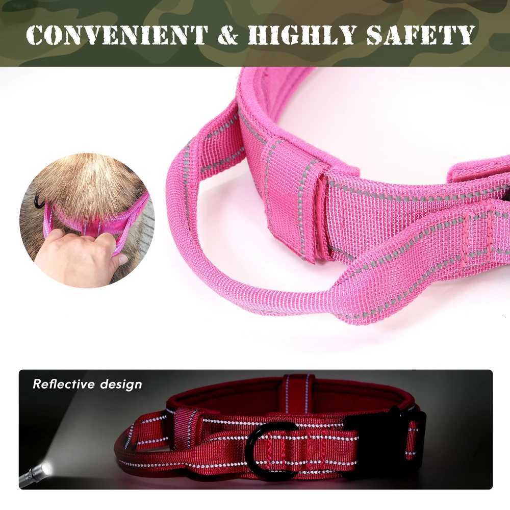 Personzed Military Tactical Dog Collar Durable Nylon Dog Training Collars Custom Pet Necklace With Handle For Large Dogs C251031