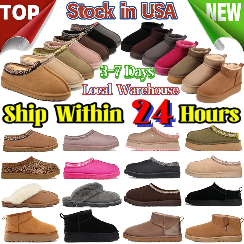 Tasman Micro Tazz Slippers Fur Slides Australia Classic Ultra Mini Platform Snow Boots Chestnut Winter Boot Suede Upper Wool Shoes Men Women Designer Ankle Booties
