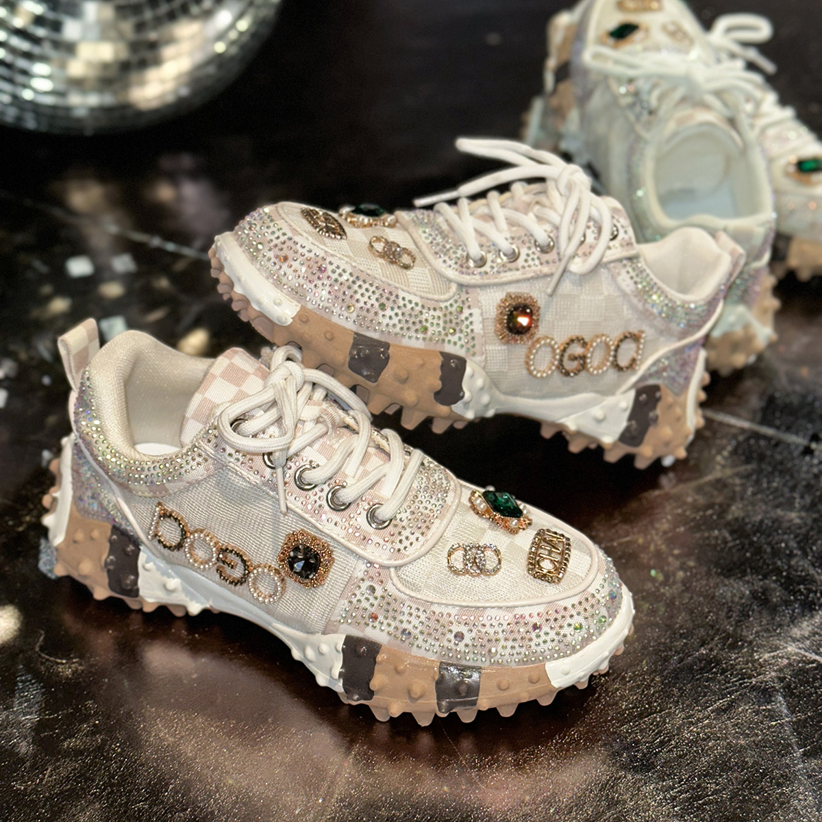 Trendy Diamond Luxury Shoe Non-slip Sports Tennis Shoe Platforms Sneakers Tide Shine Bling Rhinestone Shoes Zapatos De Mujer Luxury designer shoes