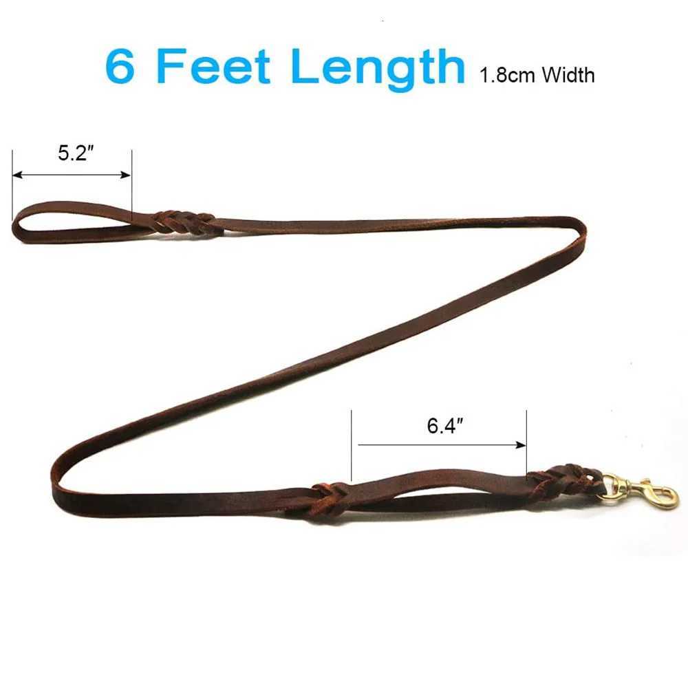 Braided Leather Dog Leash with Traffic Handle Two Handles Leather Dog Leash Leads for Training Bulldog Pitbull Pet Dog Supplies C251031
