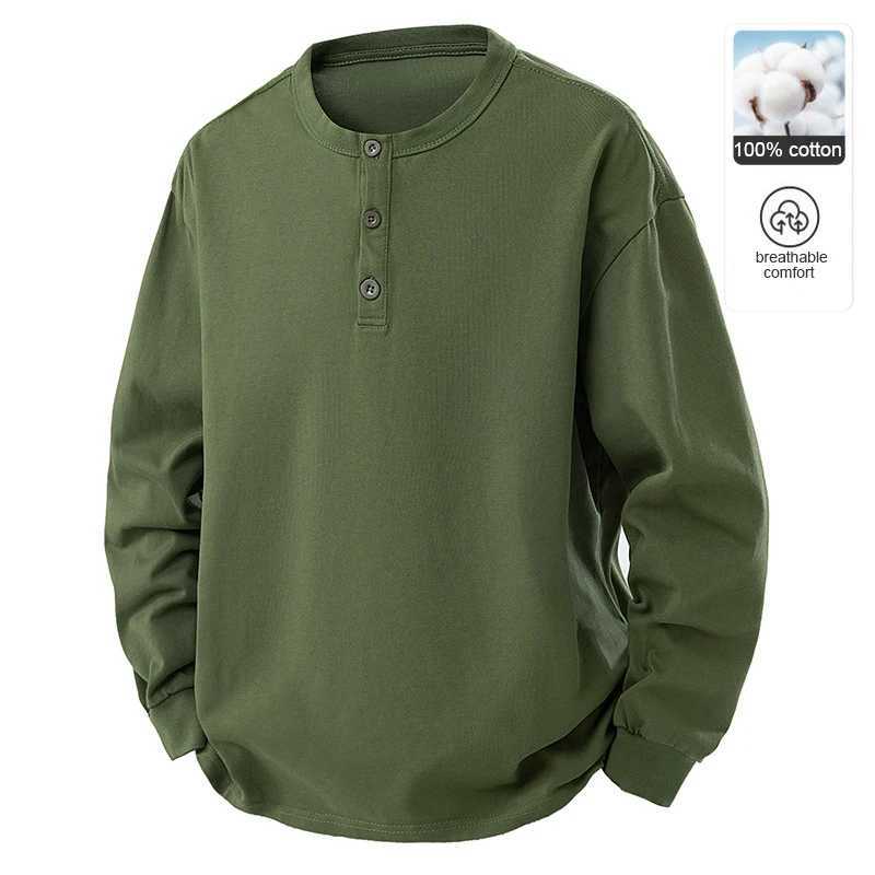 Top Grade 100 Washed Cotton Henley Neck New Streetwear Fashion Casual Breathable Sport Trendy Pullover Hoodies Sweatshirts J251021
