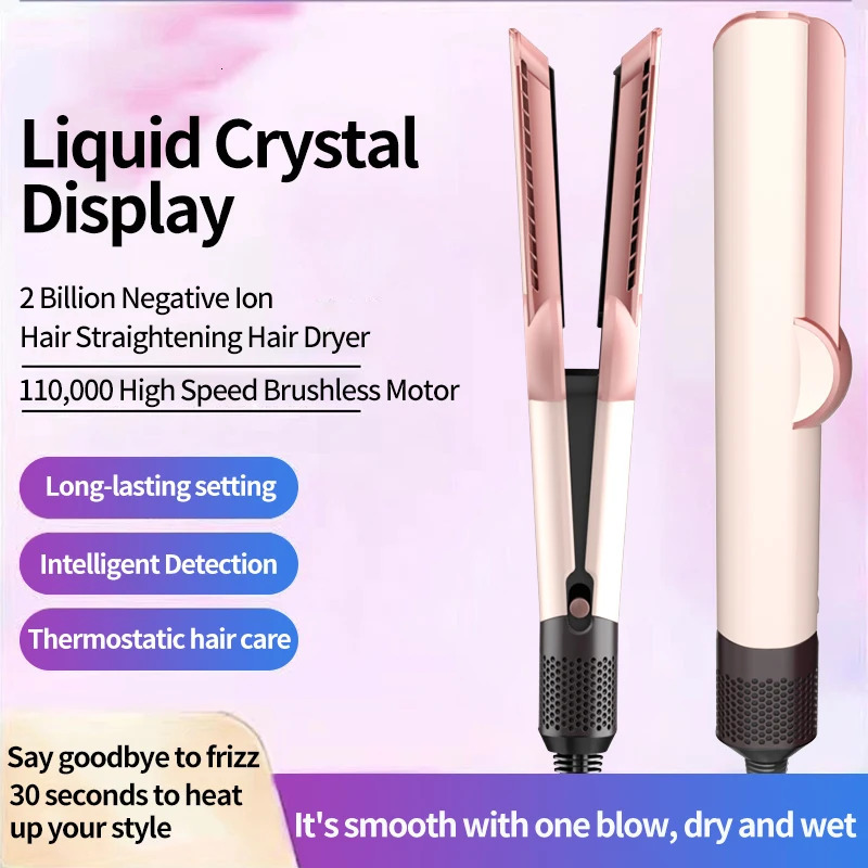 2 IN 1 Professional Hair Straightener Hair Dryer HeatUp Hair Flat Iron HT01 HS06 Negative Ion Iron LongLasting Styling Tool 251030