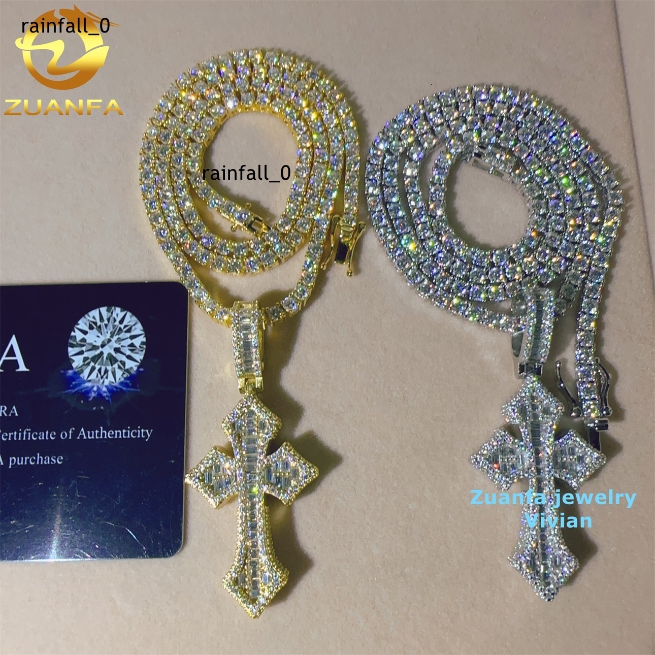 Custom Hip Hop Pendant D Color VVS Moissanite Diamond Fine Jewelry Fashion Luxury Sterling Silver 925 Moissanite Cross Pendant