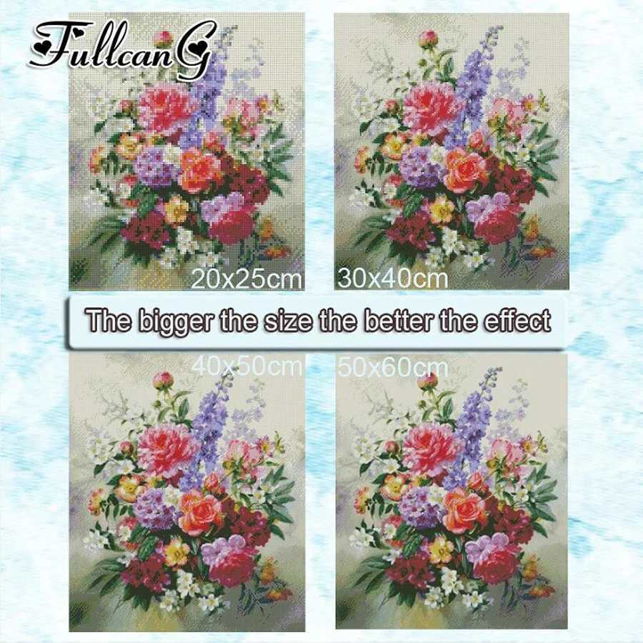 Fullcang Fuji Mountain Cherry Blossom Tree Temple Large Size Diy Diamond Painting Kits Landscape Full Mosaic Embroidery Picture C251031