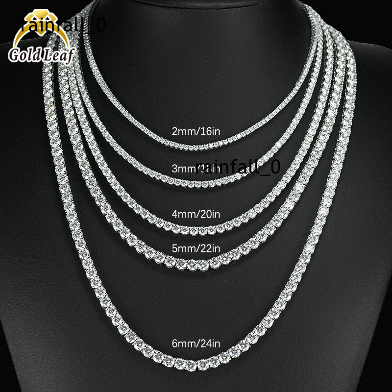 Goldleaf Jewelry Hot Sell 3mm5mm D Color VVS Moissanite Tennis Chain Necklace Bracelet 925 Sterling Silver Moissanite Chain