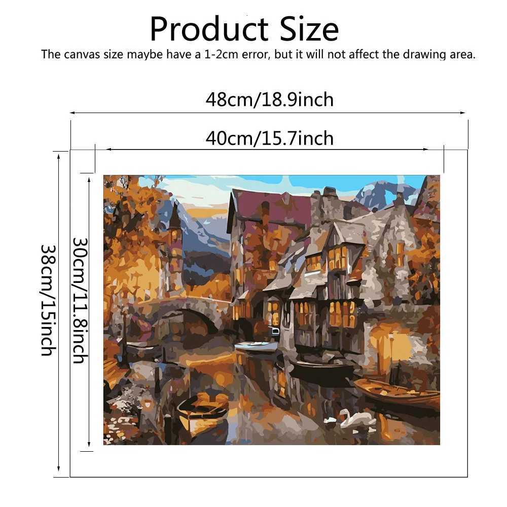 Oil Pictures By Numbers City Scenery Handpainted Unique Gift Art Hobby Painting On Canvas Landscape DIY Home Decoration C251031