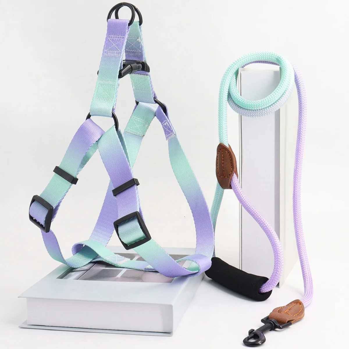 A set of colorful pet harness with leash and dog leash for indoor and outdoor use C251031
